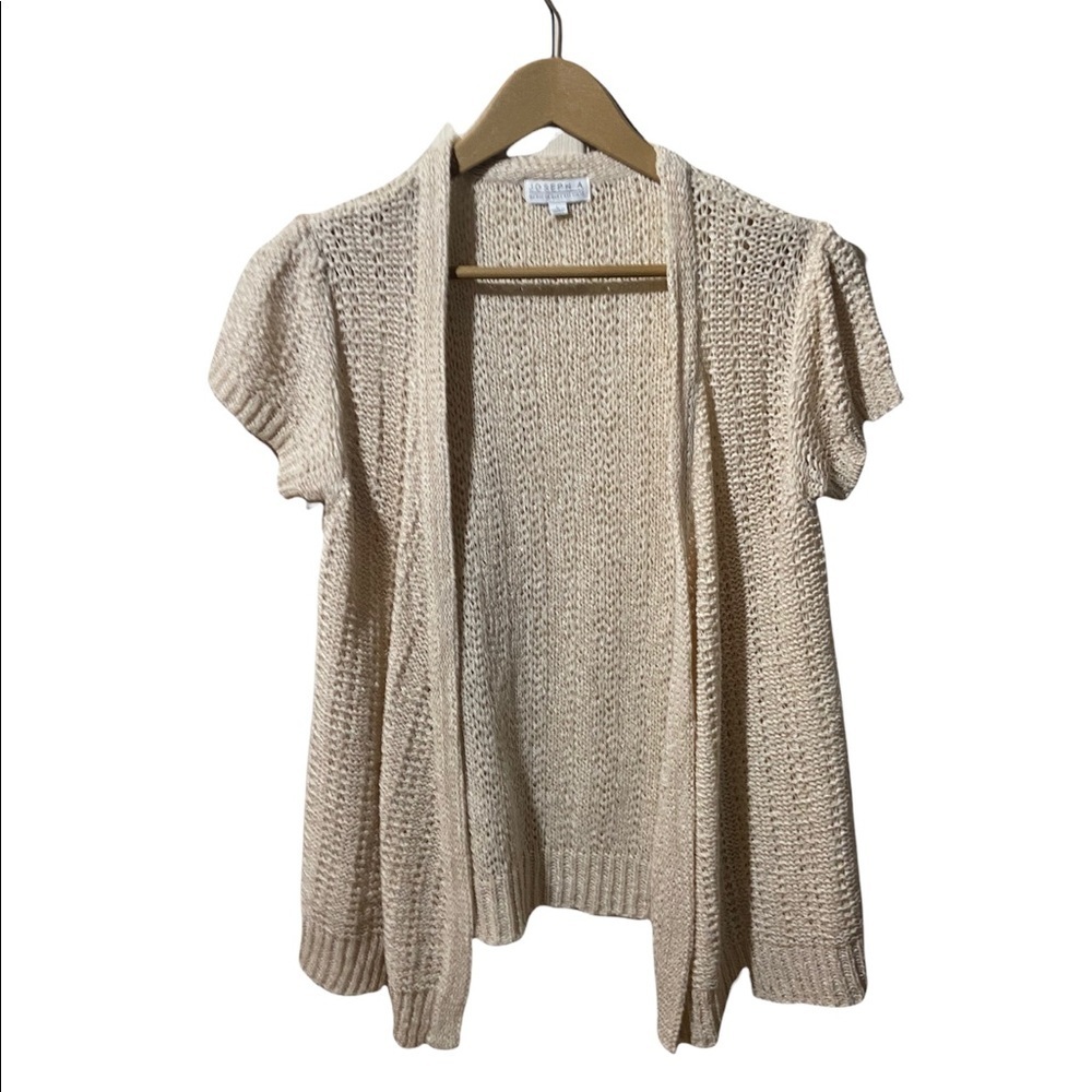 Joseph A. Woman’s Open Front Cream Knit Sweater Cardigan Size L